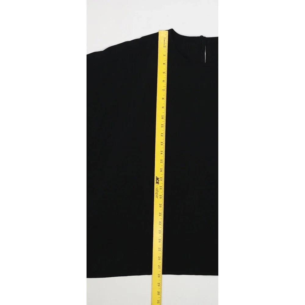 Tilley Silk Blouse Womens Plus 3XL Black Round Neck Dolman Sleeve Microfiber - Picture 2 of 10